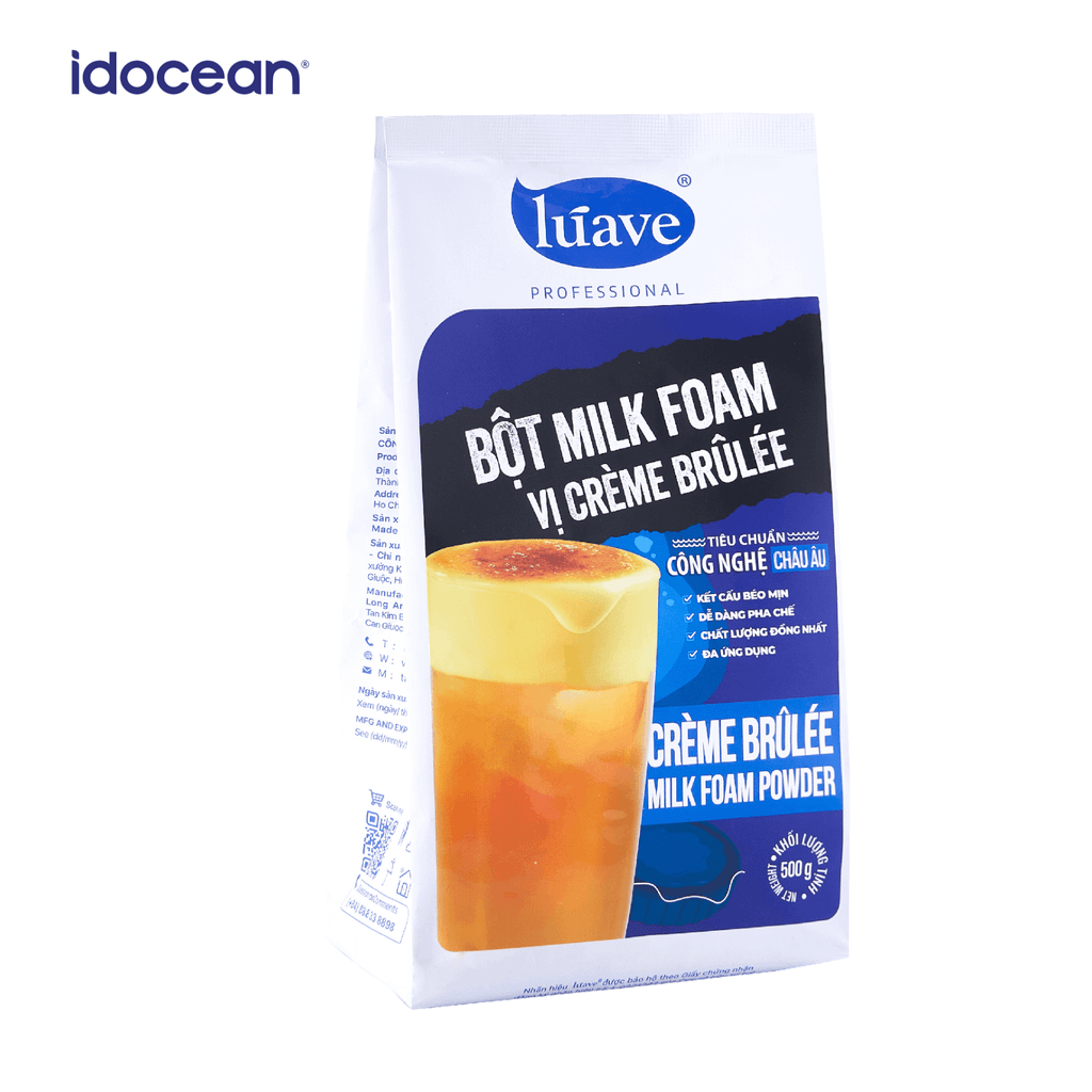 Bột Milk Foam Creme Brulee Lúave Professional - Vị kem trứng caramel chuẩn Pháp