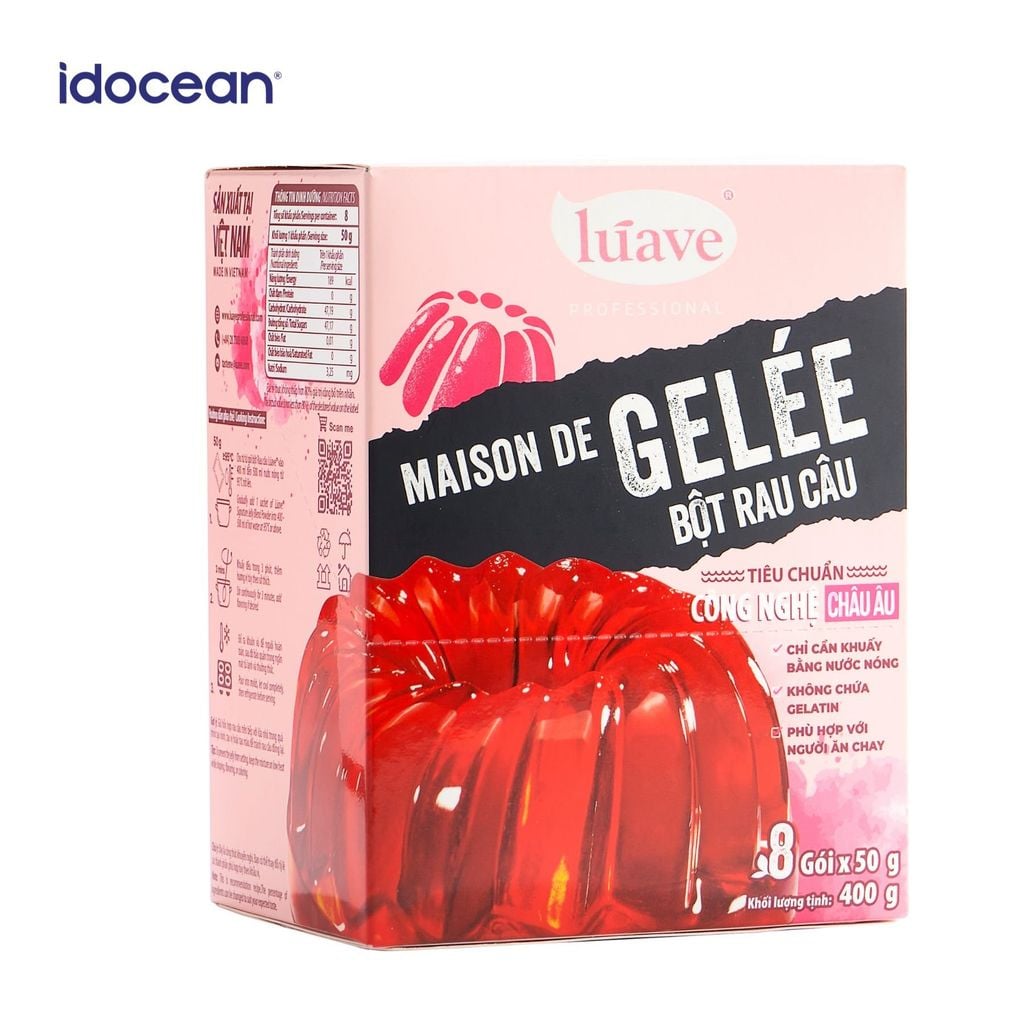 Bột rau câu dẻo 500gr Lúave Professional - Chỉ cần khuấy bằng nước nóng, không cần nấu, không chưa gelatin