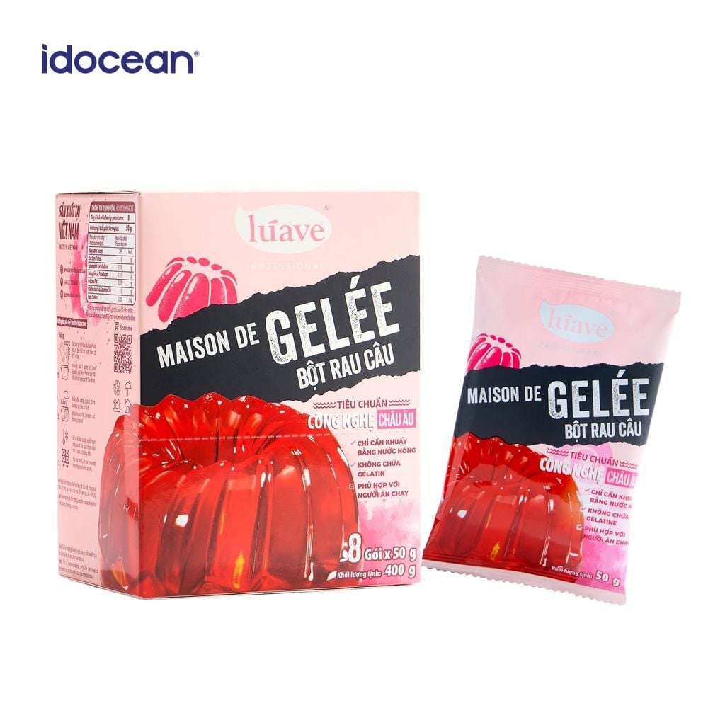 Bột rau câu dẻo 500gr Lúave Professional - Chỉ cần khuấy bằng nước nóng, không cần nấu, không chưa gelatin