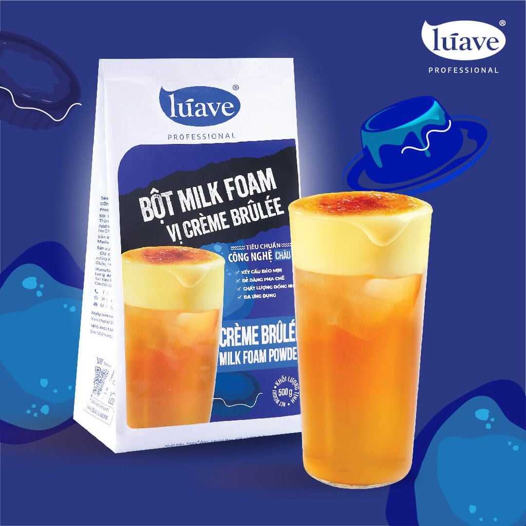 Bột Milk Foam Creme Brulee Lúave Professional - Vị kem trứng caramel chuẩn Pháp