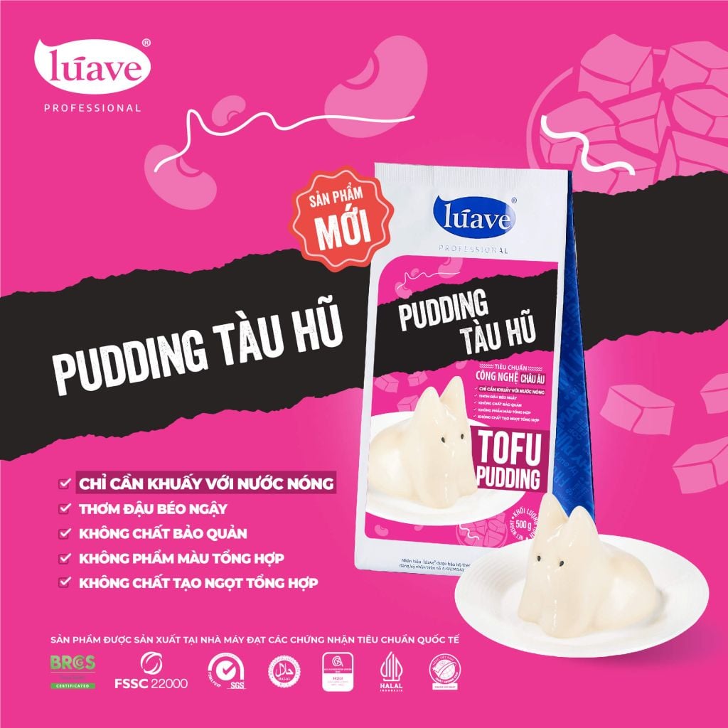 Bột pudding tàu hũ Lúave Professional - Hương đậu nành béo thơm, chỉ cần khuấy với nước nóng, không cần nấu