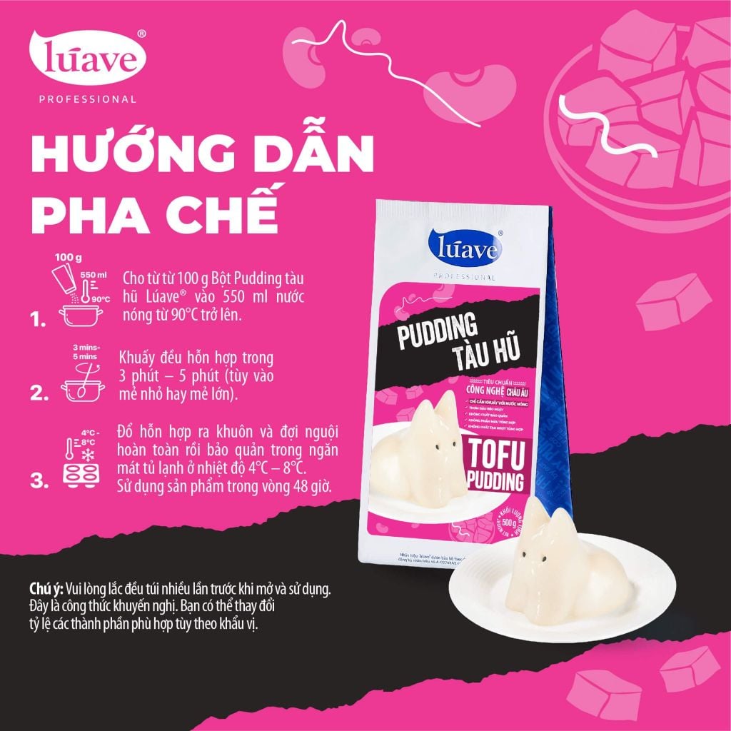 Bột pudding tàu hũ Lúave Professional - Hương đậu nành béo thơm, chỉ cần khuấy với nước nóng, không cần nấu