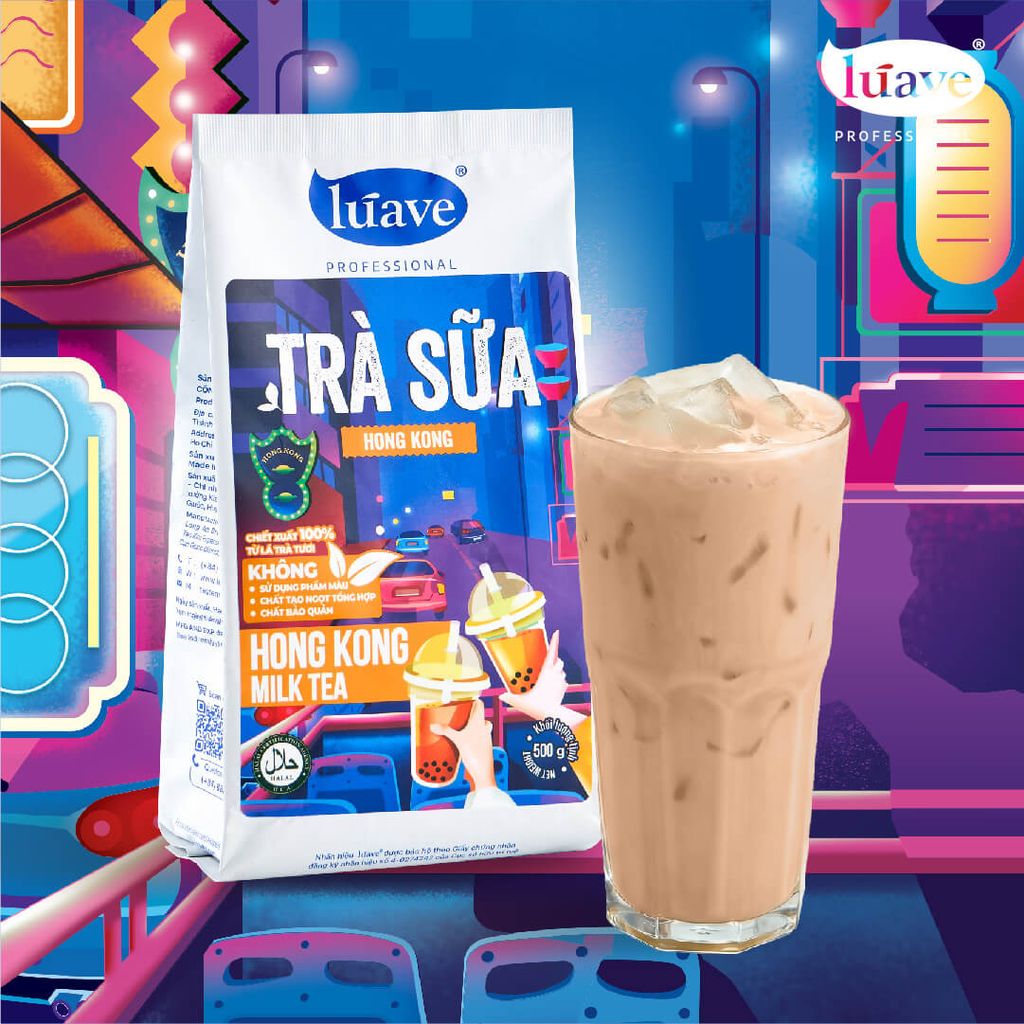 Trà sữa hòa tan Lúave - Vị Hong kong 500gr (Pha được 2,4 lít trà sữa, chiết xuất từ lá trà tươi, không chất bảo quản,...)