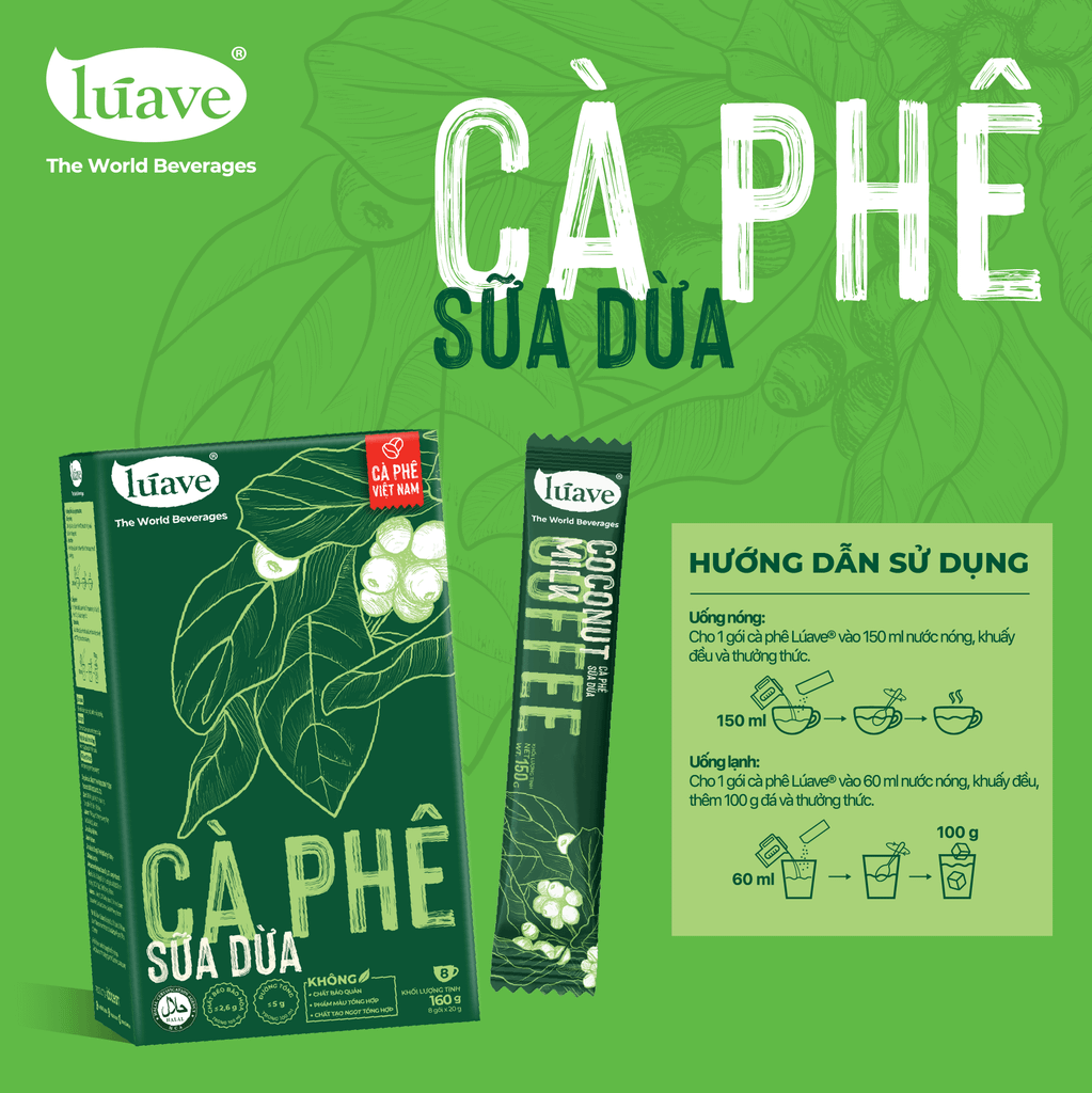 Cà phê Hòa Tan Vị Sữa Dừa - Lúave