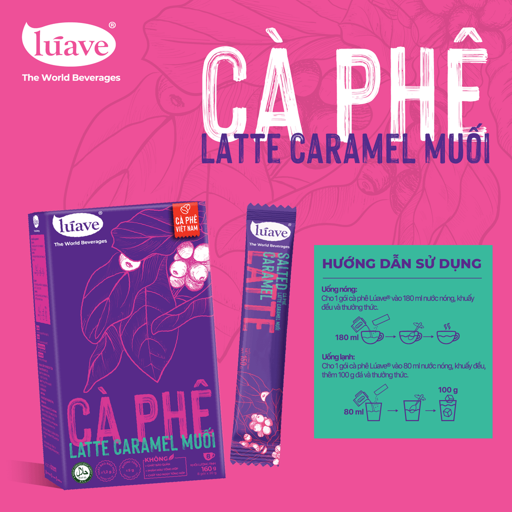Cà phê Hòa Tan Vị Latte Caramel Muối - Lúave