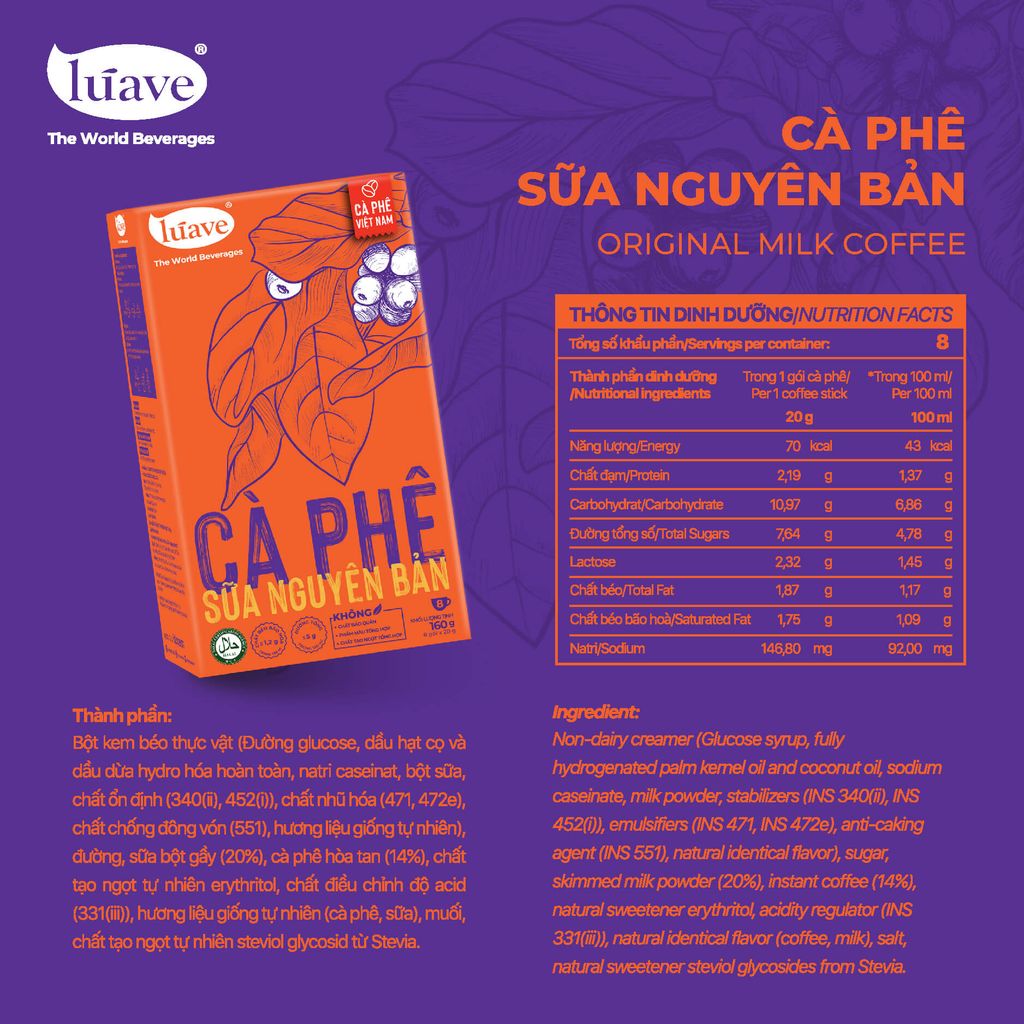 Cà phê Hòa Tan Vị Nguyên Bản - Lúave
