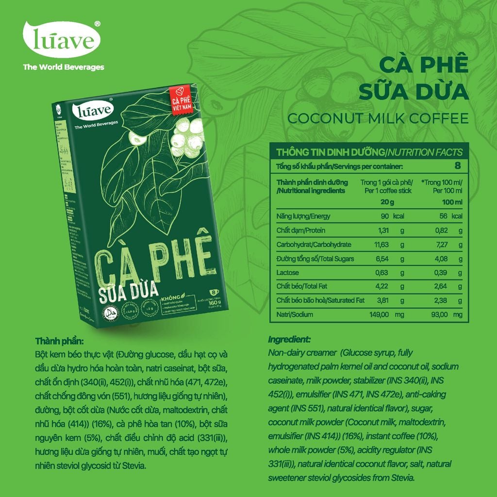 Cà phê Hòa Tan Vị Sữa Dừa - Lúave