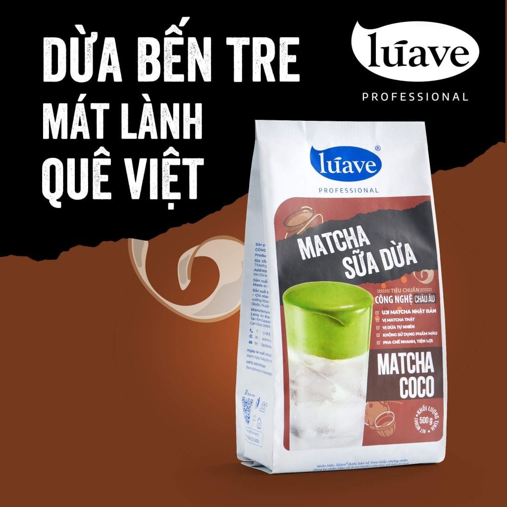 Bột Matcha Sữa Dừa Lúave Professional 500gr - Đậm vị Uji Matcha Nhật Bản, hương vị dừa tự nhiên