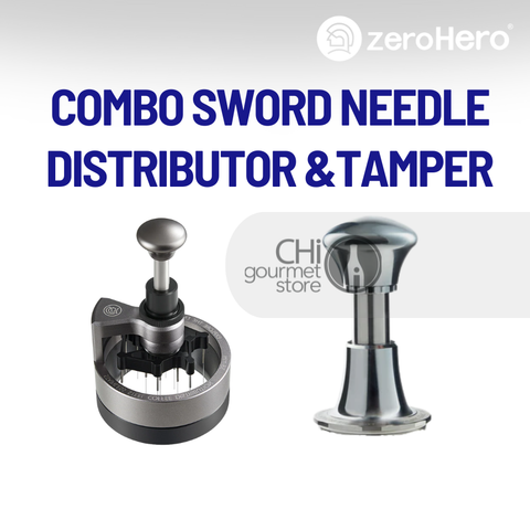 Combo Dụng Cụ Pha Chế Sword Needle Distributor Và Tamper-58,5mm Ripple Base Mirror zeroHero