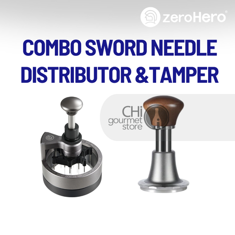 Combo Dụng Cụ Pha Chế Sword Needle Distributor Và Tamper-58,5mm Ripple Base Grey zeroHero