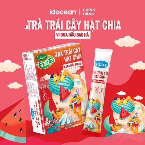 Trà trái cây hạt chia Lúave - Vị dưa hấu bạc hà (Bổ sung vitamin C, sử dụng hạt chia hữu cơ, chiết xuất cỏ ngọt Stevia)