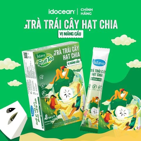 Trà trái cây hạt chia Lúave - Vị mãng cầu (Bổ sung vitamin C, sử dụng hạt chia hữu cơ, chiết xuất cỏ ngọt Stevia)