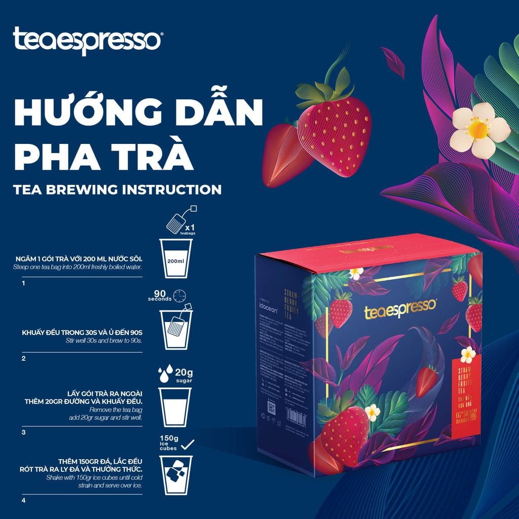 Trà Dâu Hoa Quả (Strawberry Fruity Tea) - Teaespresso