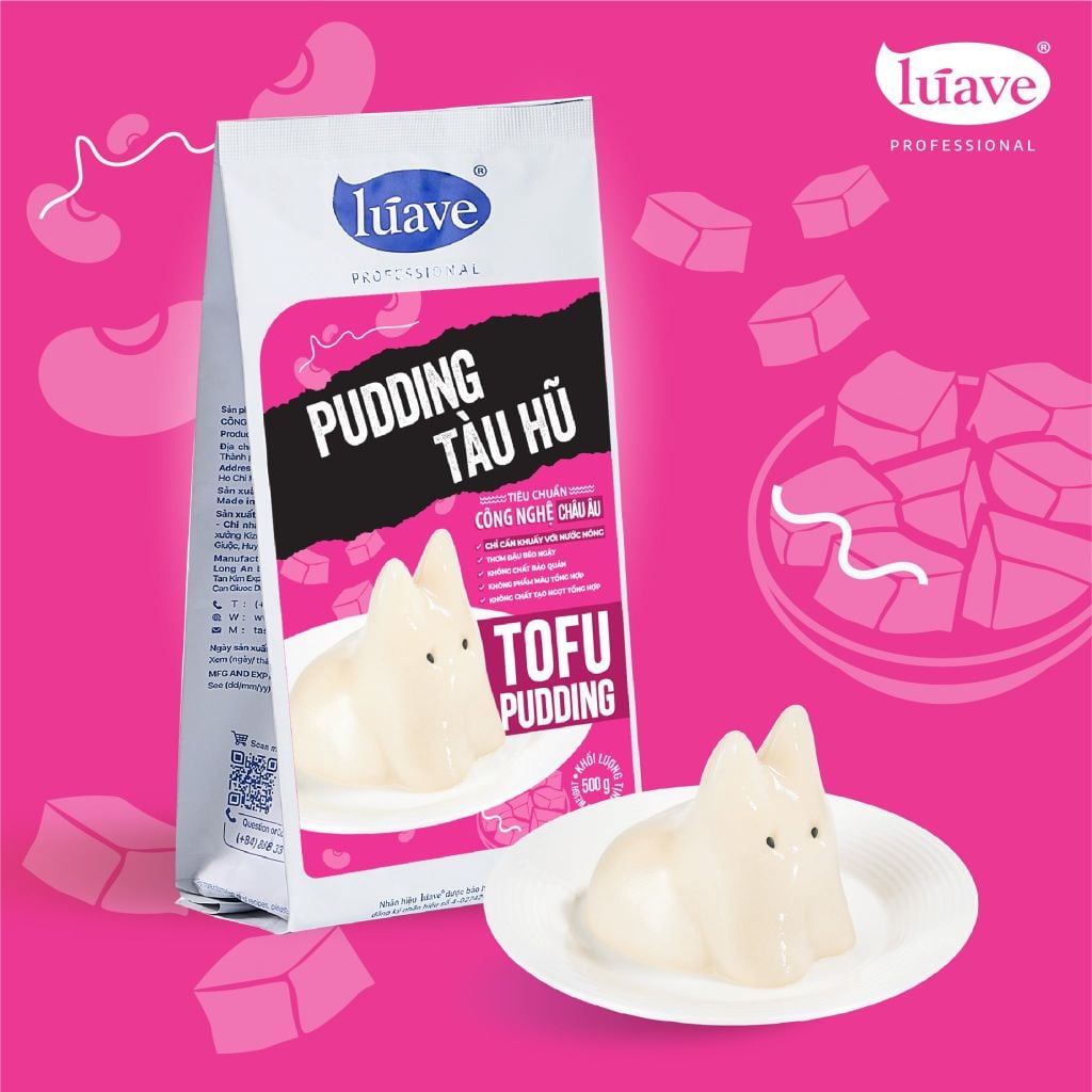 Bột pudding tàu hũ Lúave Professional - Hương đậu nành béo thơm, chỉ cần khuấy với nước nóng, không cần nấu