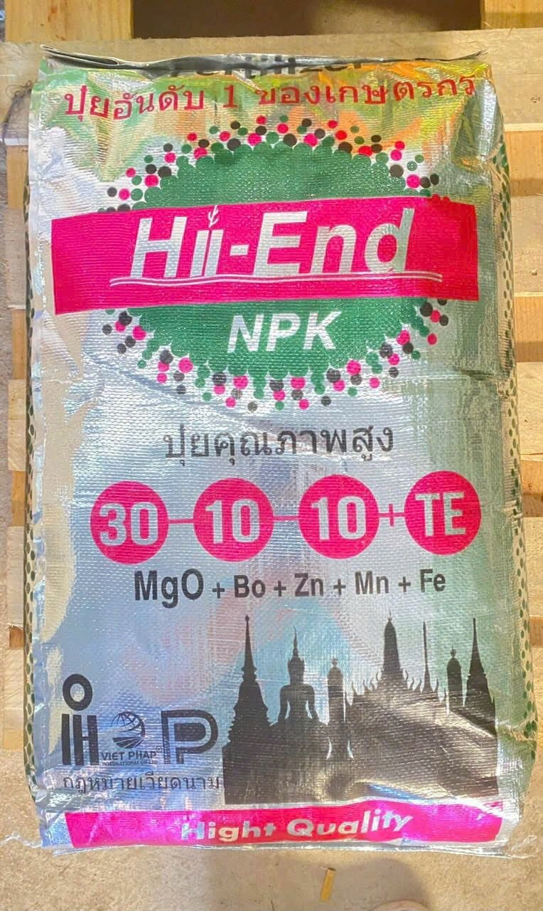 Phân Bón NPK Hi-End 30-10-10+TE (Thái Bạc) Nhập Khẩu Thái Lan – Kích Chồi Đâm Tược, Xanh Dày Lá - Phân Bón Gốc