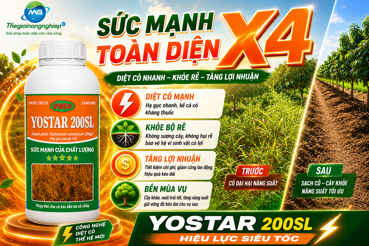 Thuốc Trừ Cỏ Yostar 200SL: Giải Pháp Diệt Cỏ Khó Trị Tận Gốc, An Toàn Cho Đất - Thuốc BVTV