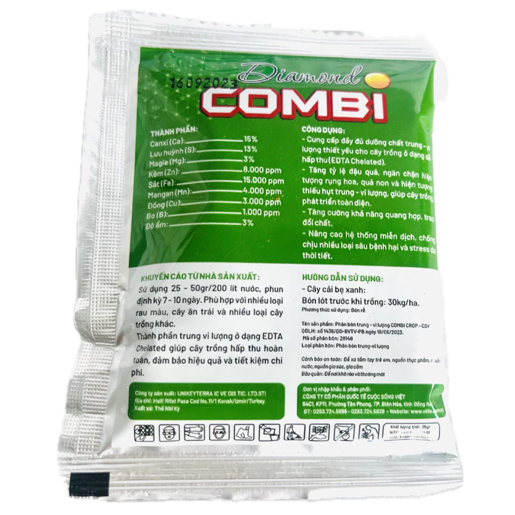 Diamond COMBI Vlife - Phân bón Tăng năng xuất cây trồng và chất lượng nông sản - Nhập khẩu Từ Thổ Nhĩ Kỳ