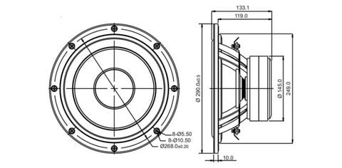 Củ loa subwoofer 25cm SB Acoustics SB29SWNRX-S75-6 
