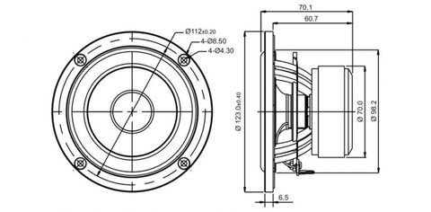  Củ loa rời bass 13cm 4 ohm SB Acoustics SB15NRX2C30-4 