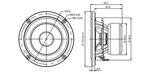  Củ loa rời bass 10cm 8 ohm SB Acoustics SB12NRX25-8 