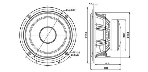  Củ loa rời bass 13cm 4 ohm SB Acoustics SB13PFCR25-4 