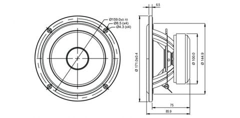  Củ loa rời bass 16cm 4 ohm SB Acoustics SB17NRX2C35-4 