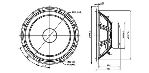  Củ loa rời bass 20cm 8 ohm SB Acoustics SB20PFCR30-8 