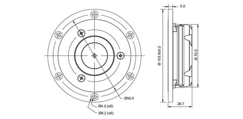  Củ loa tép dome 10.4cm 8 ohm 93dB 80W SB Acoustics SATORI TW29RN-B-8 