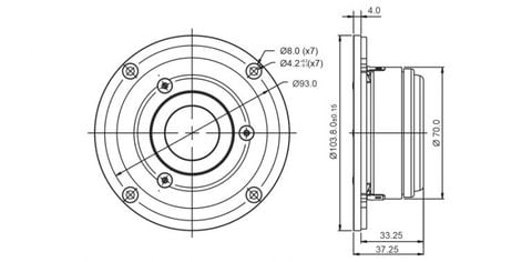  Củ loa tép dome 10.4cm 4 ohm 93dB 100W SB Acoustics SB29RDAC-C000-4 