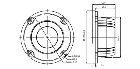  Củ loa tép dome 7.2cm 4 ohm 94dB 100W SB Acoustics SB29RDNC-C000-4 