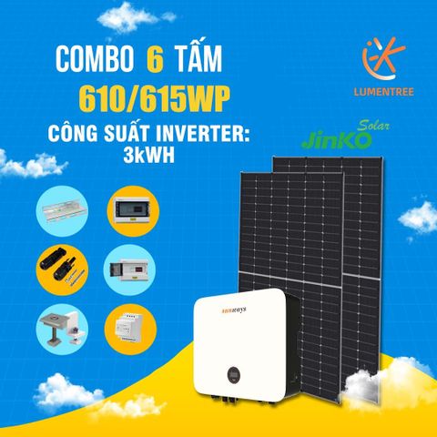  [1 triệu - 2 triệu TIỀN ĐIỆN] 6 tấm pin Jinko 610Wp + Inverter Sunway 3.3kW 