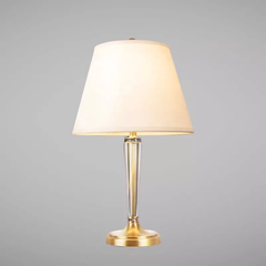 Đèn bàn chụp vải trắng, thân kim loại phối thủy tinh nghệ thuật DB-356