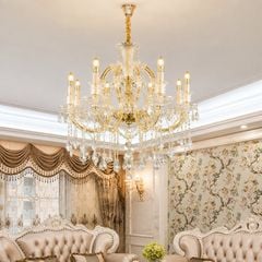 Đèn chùm phòng khách, phong cách Ý, phale trắng phối vàng cao cấp DC-1107