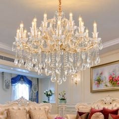 Đèn chùm phòng khách, phong cách Ý, phale trắng phối vàng cao cấp DC-1108