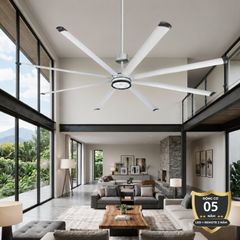 Quạt trần đèn thiết kế 8 cánh kim loại màu xám tối giản, hiện đại QT-242