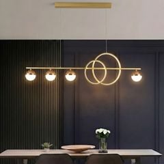 Đèn chùm hiện đại -  thiết kế thả ngang, vòng led hiện đại phối quả cầu DC-423