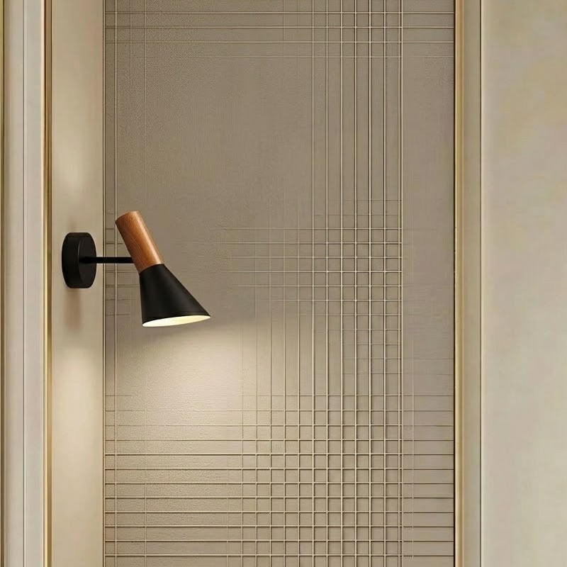 Đèn gắn tường decor, thiết kế chóa cụp, phối đui giả gỗ VDC-524