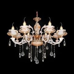Đèn chùm đồng tay nến, thân hợp kim, chao đá cẩm thạch giá rẻ DC-2030
