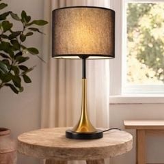 Đèn bàn chụp vải đen, thân kim loại si vàng đồng DB-325