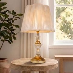 Đèn bàn chụp vải trắng, thân phối phale nghệ thuật DB-387