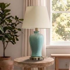 Đèn bàn thân sứ màu xanh lam, phong cách Bắc Âu sang trọng DB-700