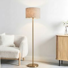 Đèn cây hiện đại, chao vải, thân kim loại si vàng-đồng  DC-212