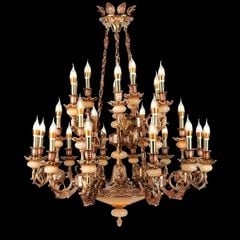 Đèn chùm đồng nguyên chất, chao đá ngọc cao cấp DCD-102