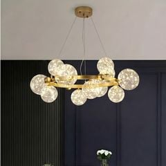 Đèn chùm hiện đại -  thiết kế kiểu tròn, chao thủy tinh nghệ thuật DC-440