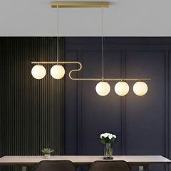 Đèn chùm hiện đại -  thiết kế thả ngang, quả cầu thủy tinh đục DC-425