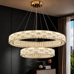 Đèn chùm pha lê hiện đại, thiết kế hai tầng sang trọng DC-2468