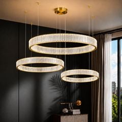 Đèn chùm phale, thiết kế thả ngang, 3 vòng tròn phale trắng cao cấp DC-411