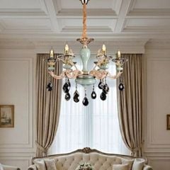 Đèn chùm tay nến, chao thủy tinh cao cấp DC-509