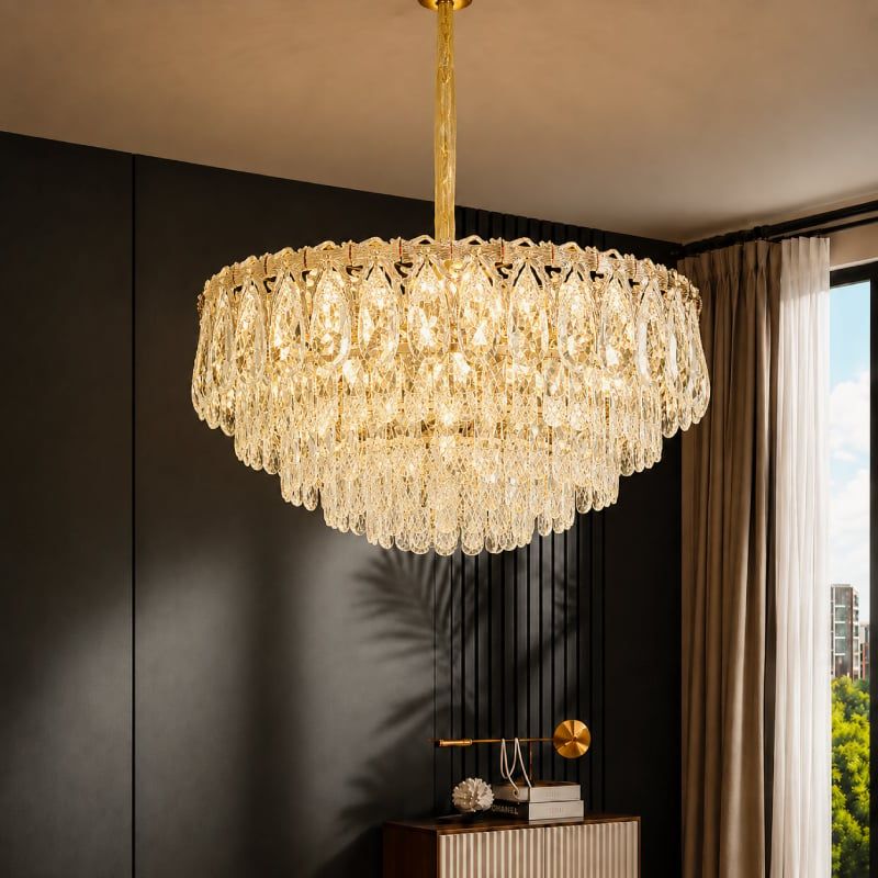 Đèn chùm thiết kế pha lê hiện đại dáng tròn DC-2441
