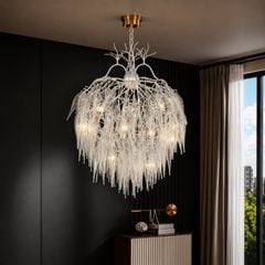 Đèn chùm thiết kế pha lê hiện đại dáng tròn lá rủ DC-2465